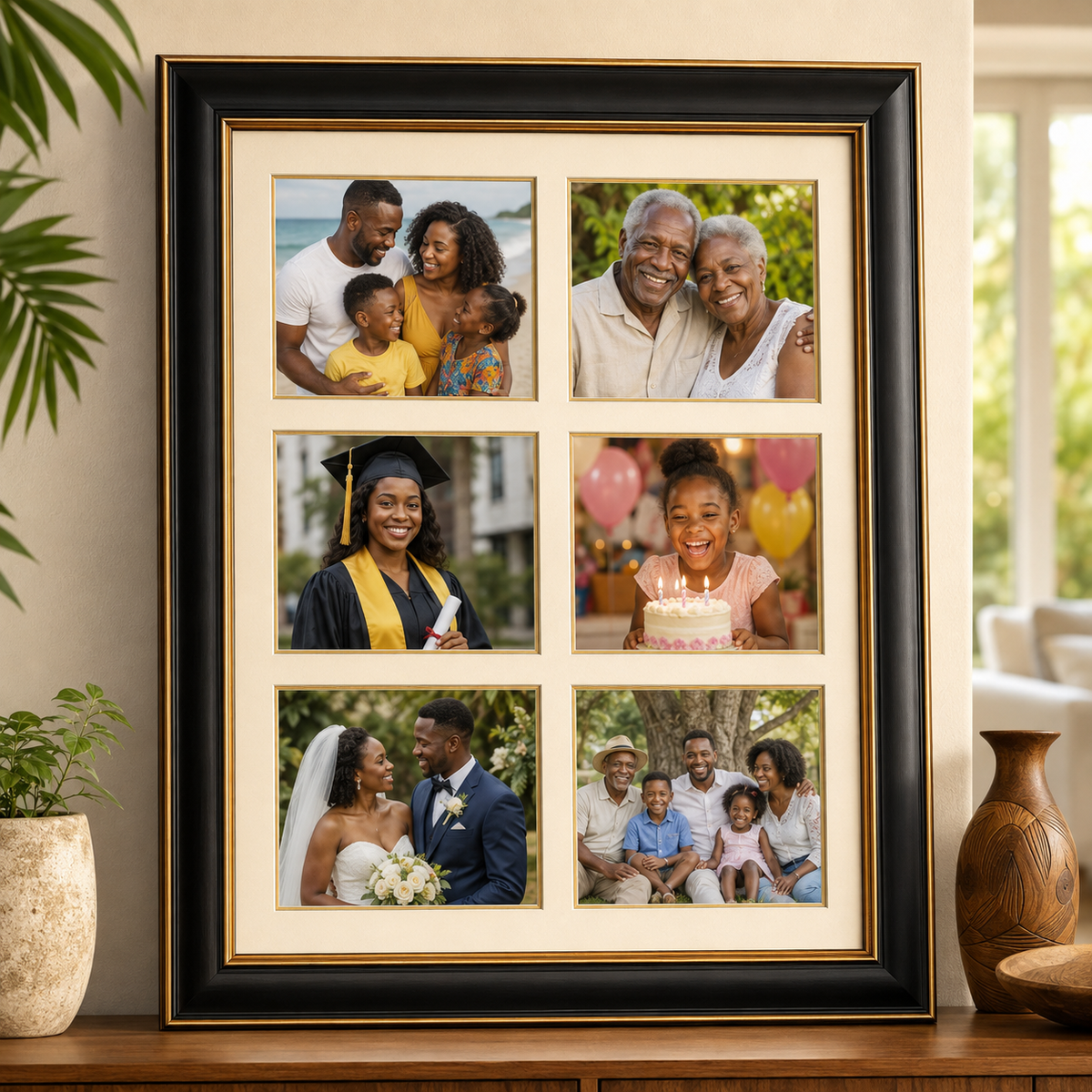 Beacher Frames custom framed photo collage with personalized photographs