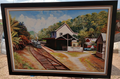 Cambridge Railway Station original framed painting by Jerome Taylor, 24 x 36 inch canvas